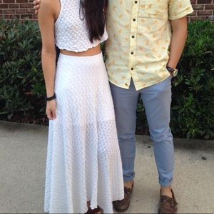 Free People Beach Crochet White Maxi Skirt